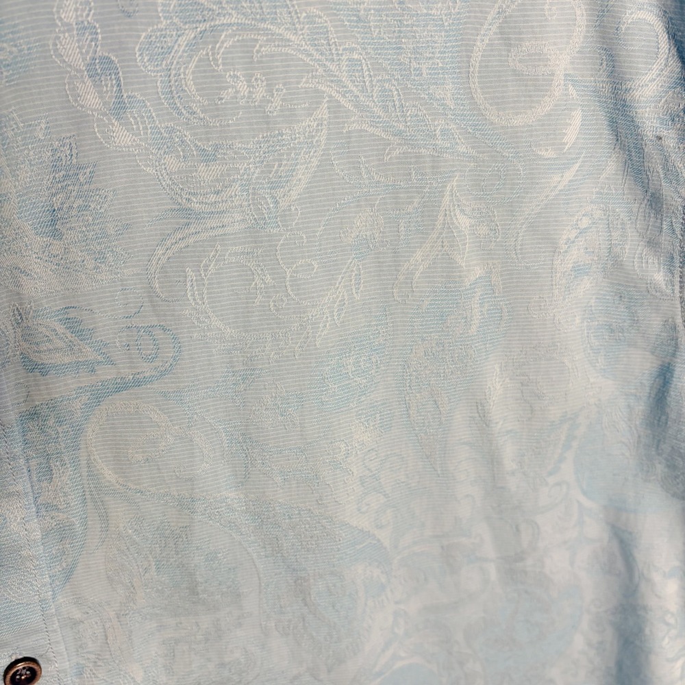 Robert Graham Shirt Mens L Blue Paisley Short Sleeve Classic Fit Jacquard Cotton - Picture 7 of 10